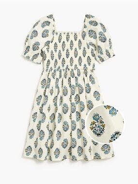 J. Crew Cream Dress with Blue and Yellow Floral Print